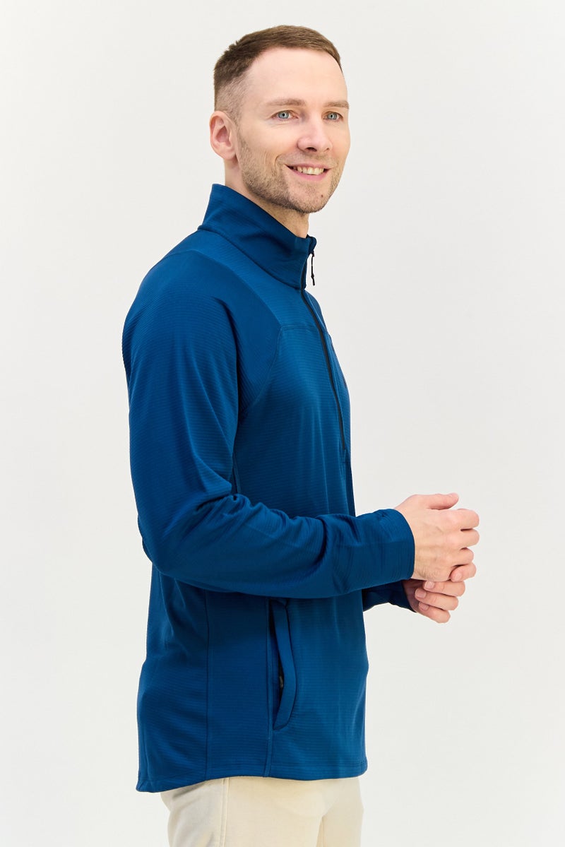 PUMA قميص بولو خارجي بأكمام طويلة للرجال، لون أزرق مائل إلى الأخضر، بشعار العلامة التجارية - Image 2