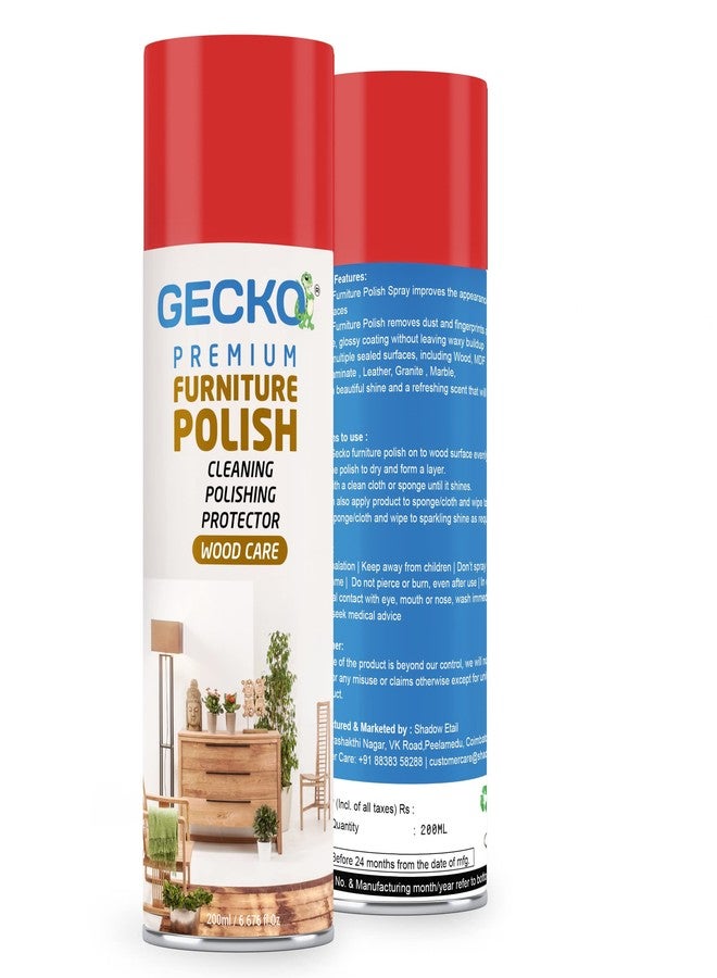 GECKO Furniture Polish Spray | Wood Care & Protection | Cleans & Restores Shine | Shiny Wood Furniture Surfaces | 200ml (Pack of 1) - FORMULATION 110X - Image 3