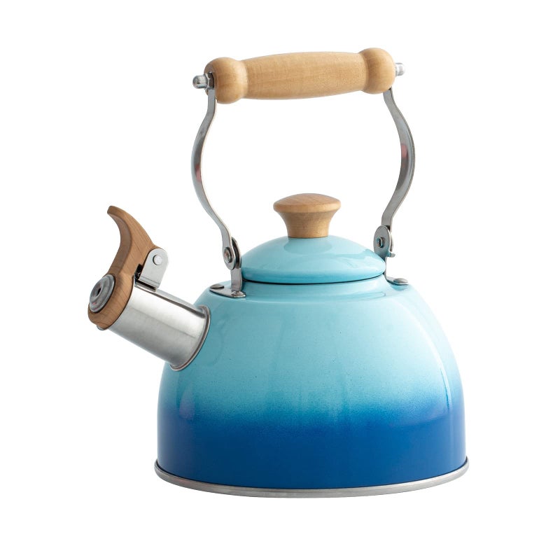 ROCKURWOK Tea Kettle, Tea Pot with Cool Touch Ergonomic Handle, Teapot Food Grade Stainless Steel, Tea Kettle Stovetop, Kettle Teapot, Whistling Tea Kettle, Small Tea Pot, 1.6 Quart (Blue) - Image 1