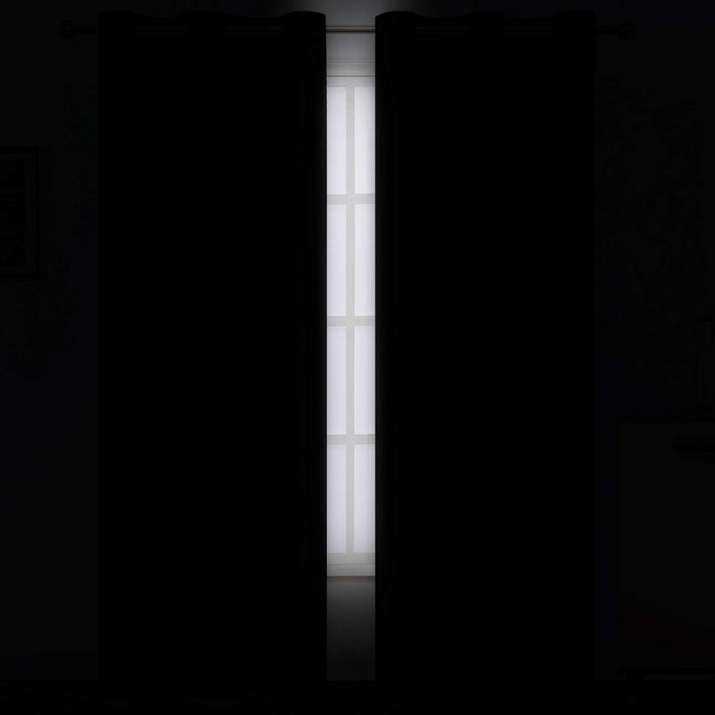 LEMOMO Black Thermal Blackout Curtains/42 x 84 Inch/Set of 2 Panels Room Darkening Curtains for Bedroom - Image 3