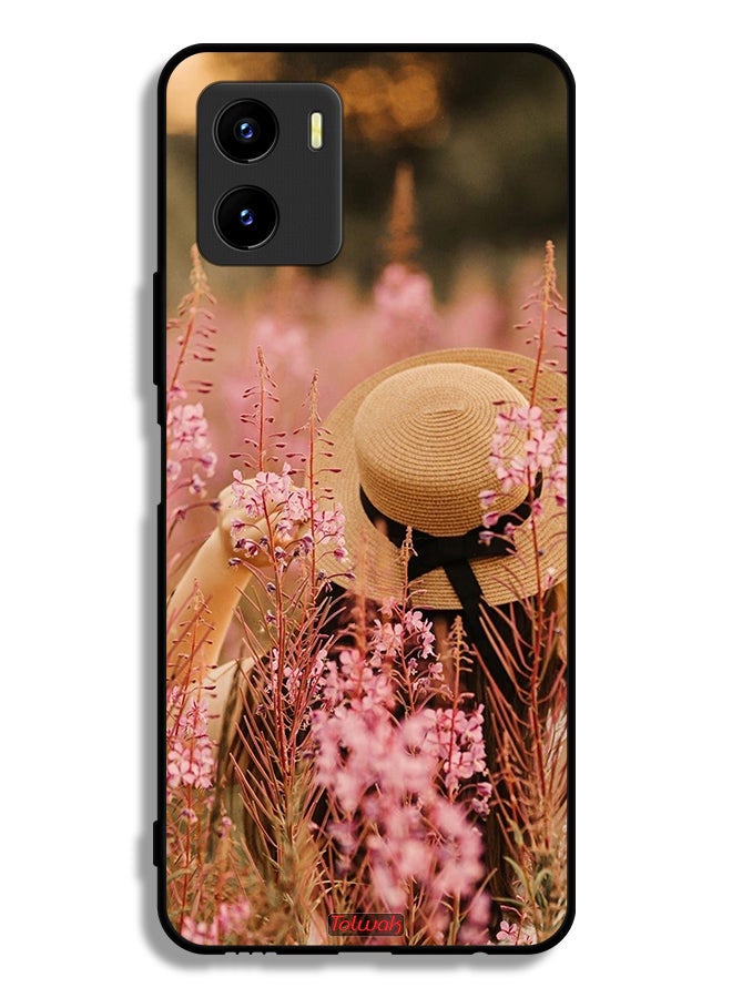 Tolwak Vivo Y15s Protective Case Cover Hat Girl In Flowers - Image 2