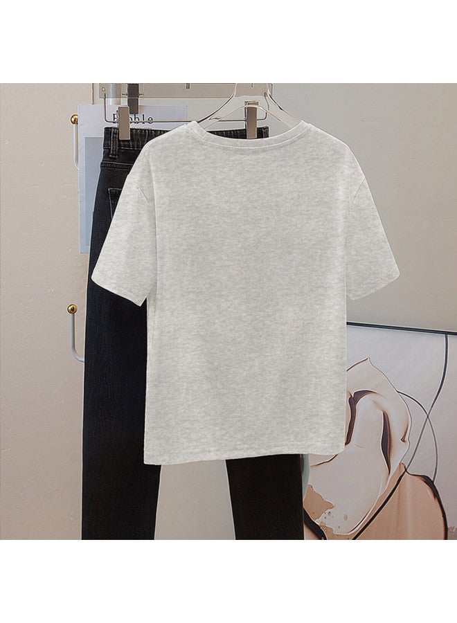Tonlion Summer Women's Round Neck Front Chest Pattern Short Sleeve T-shirt - Image 1