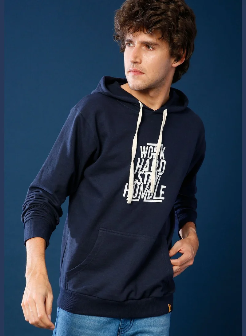 Campus Sutra Front Pocket Printed Hoodie