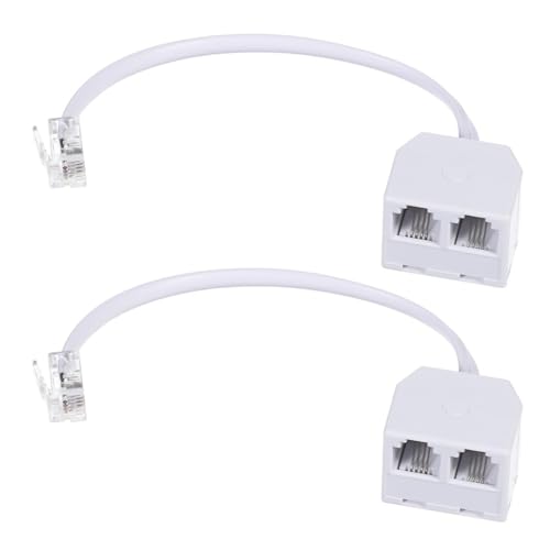 MAKABEE 2 Pack Two Way Telephone Splitters RJ11 Male to Dual Female Cable 6P4C Phone Splitter for Landline Suitable for Telephone, Fax Machine, White - Image 1