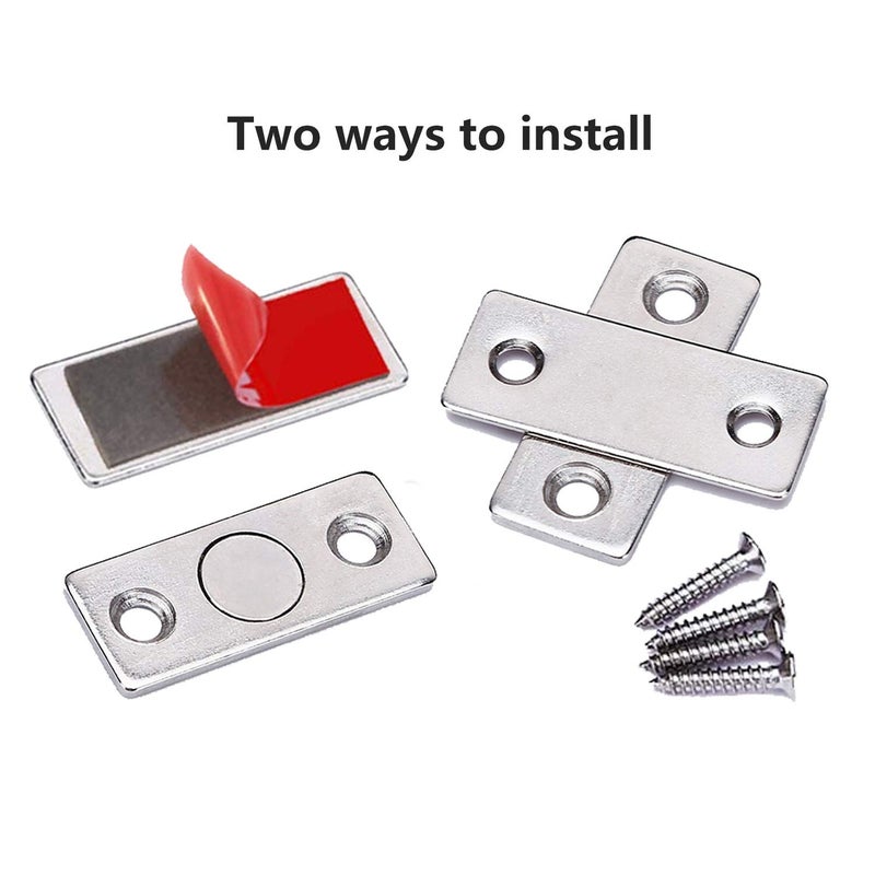 Saisn مغناطيس باب الخزانة مزلاج باب منزلق مغناطيس قفل باب معدني من الفولاذ المقاوم للصدأ لملحقات الدرج لمطبخ الخزانة (6 عبوات، رفيع للغاية) - Image 5