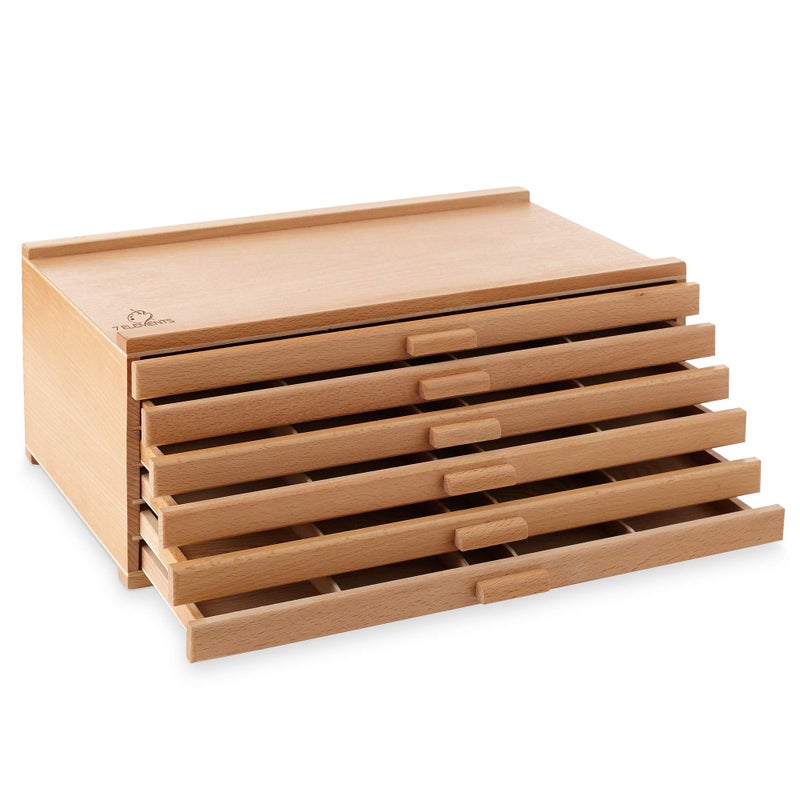 7 Elements 7 Elements 6 Drawer Wooden Artist Storage Supply Box for Pastels Pencils Pens Markers Brushes and Tools