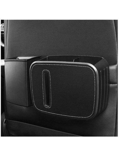 Car Front Seat Organizer Portable Trash Can Multi Functional Tissue Box and Bottle Holders Umbrella Storage Bag（Black)
