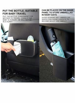 Y&D Car Front Seat Organizer Portable Trash Can Multi Functional Tissue Box and Bottle Holders Umbrella Storage Bag（Black)  - Image 2