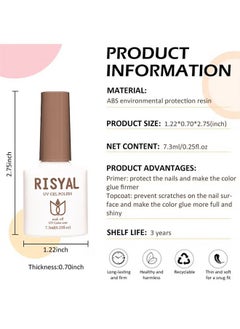 HY 2PCS No Wipe Gel Top Coat and Base Coat Set 7.3ml Soak Off UV LED Clear Gel Base Top Gel Glossy Shine Finish Long Lasting Gel Polish Base Art Starter Manicure Salon DIY at Home  - Image 4