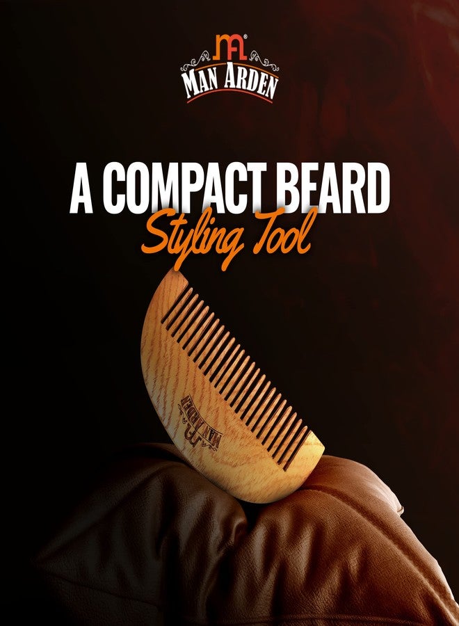 Man Arden Neem Wooden Pocket Size Beard Comb with Premium Faux Leather Pouch - Image 4