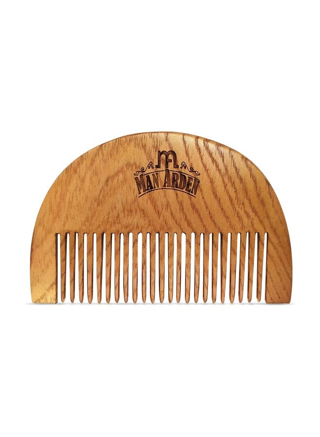Man Arden Neem Wooden Pocket Size Beard Comb with Premium Faux Leather Pouch - Image 2