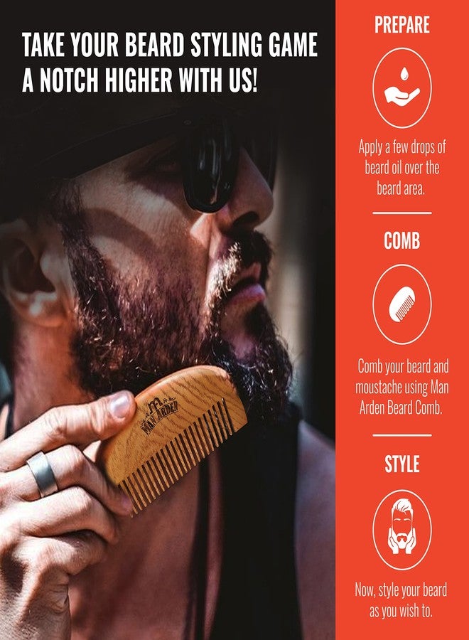 Man Arden Neem Wooden Pocket Size Beard Comb with Premium Faux Leather Pouch - Image 3