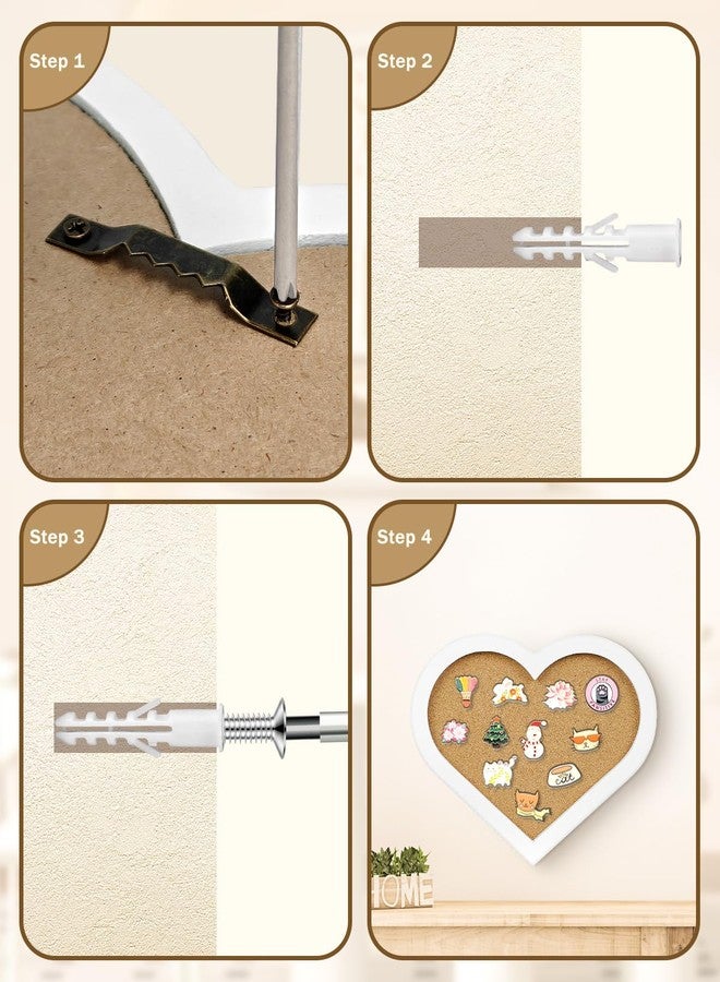 TORASO Heart-Shaped Cork Board, 11.8"x10.2" Small Pin Board for Walls, Bulletin Display Board for Brooch Pin Storage, for Office/Home/School Decor Board（WH） - Image 3
