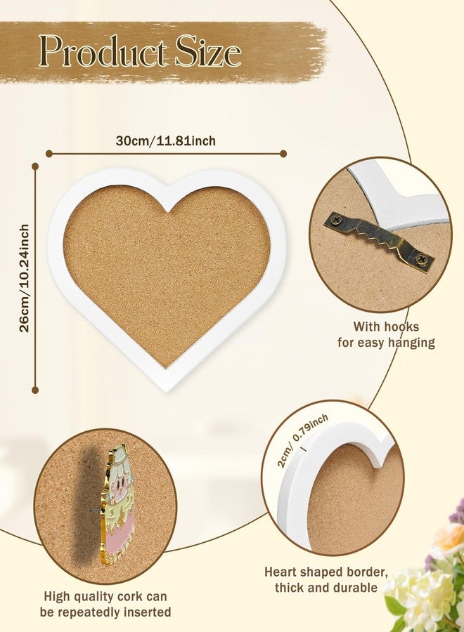 TORASO Heart-Shaped Cork Board, 11.8"x10.2" Small Pin Board for Walls, Bulletin Display Board for Brooch Pin Storage, for Office/Home/School Decor Board（WH） - Image 2