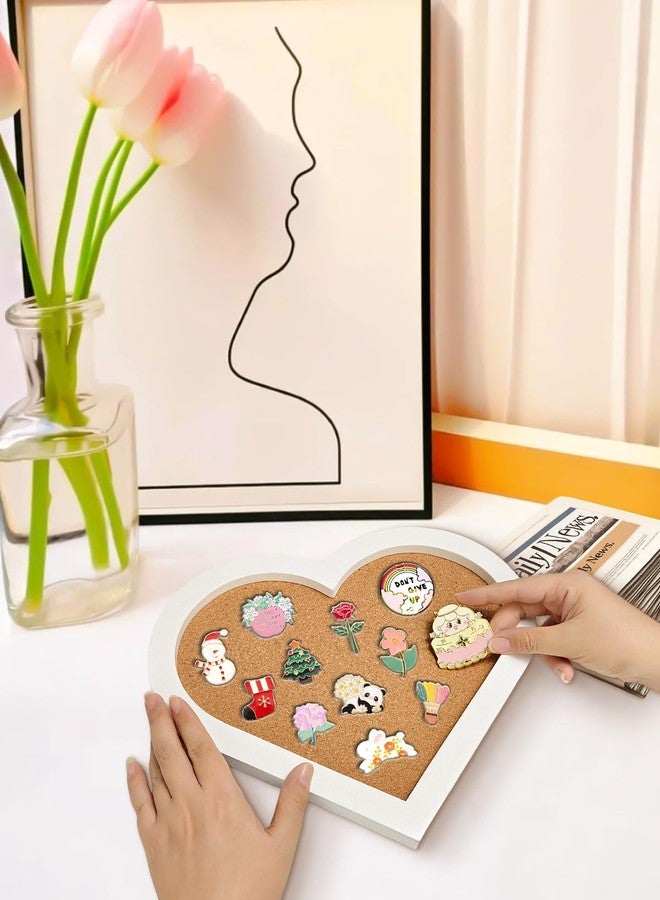 TORASO Heart-Shaped Cork Board, 11.8"x10.2" Small Pin Board for Walls, Bulletin Display Board for Brooch Pin Storage, for Office/Home/School Decor Board（WH） - Image 4