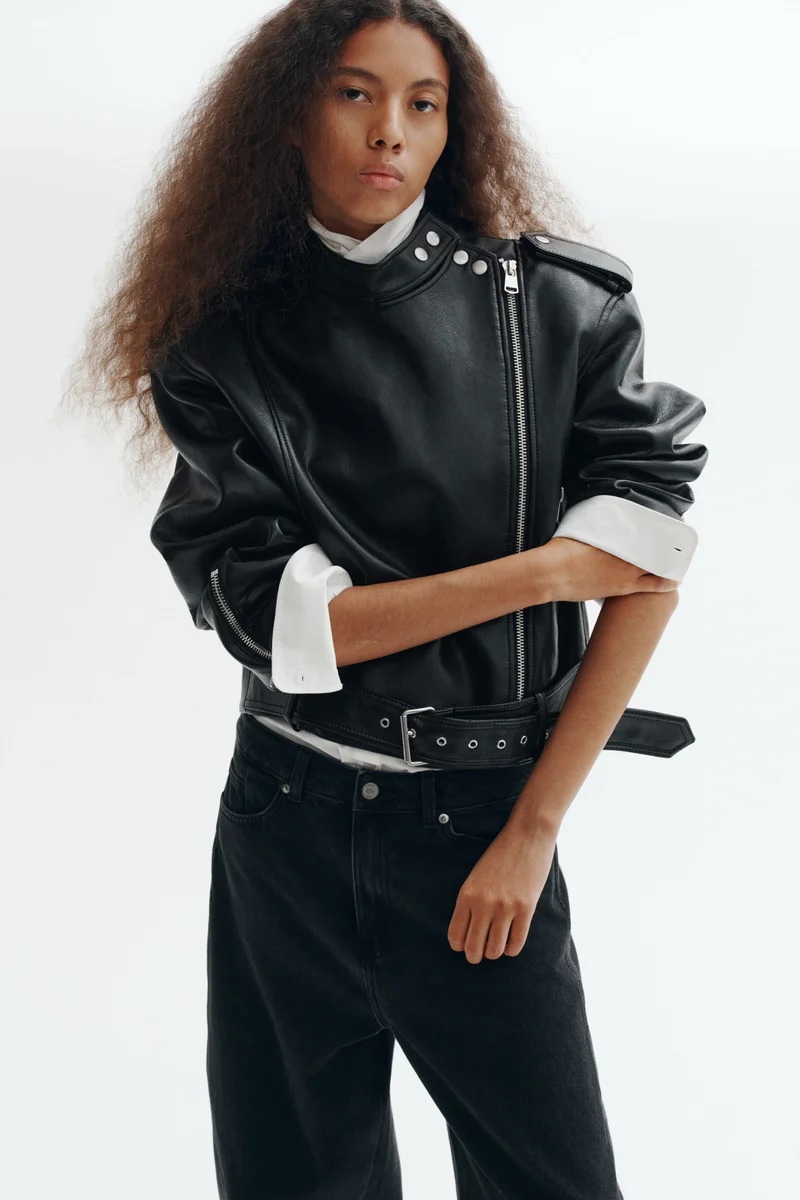 Coated biker jacket