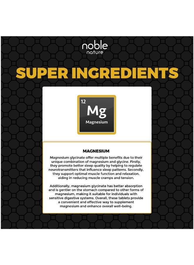 Noble Nature Magnesium Glycinate Chelated 3500MG- High Absorption Supplement to Support Bone, Nerve and Muscles Health - 120 Veg Tablets - Image 4