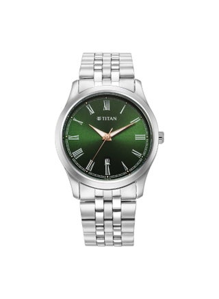 TITAN Quartz Analog with Date Green Dial Stainless Steel Strap