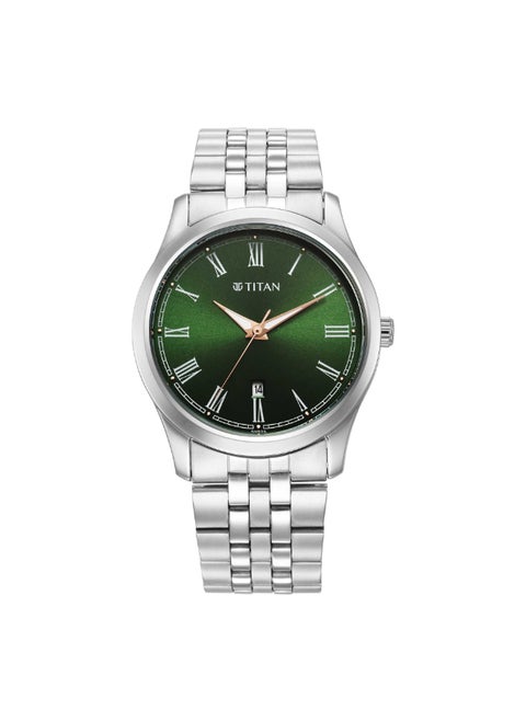 Quartz Analog with Date Green Dial Stainless Steel Strap Watch for Men 1823SM04