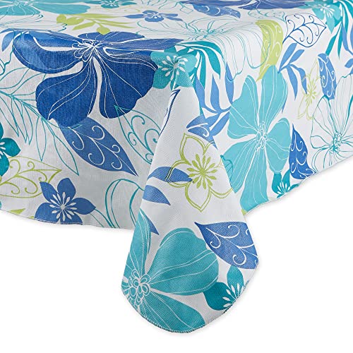 DII Summer Vinyl Tabletop Collection Flannel Backed Floral Tablecloth, Rectangle 60x84, Tropical Bahama - Image 2
