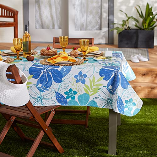 DII Summer Vinyl Tabletop Collection Flannel Backed Floral Tablecloth, Rectangle 60x84, Tropical Bahama - Image 4