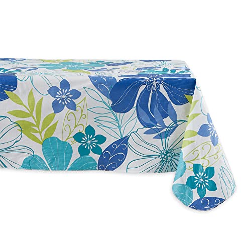 DII Summer Vinyl Tabletop Collection Flannel Backed Floral Tablecloth, Rectangle 60x84, Tropical Bahama - Image 1