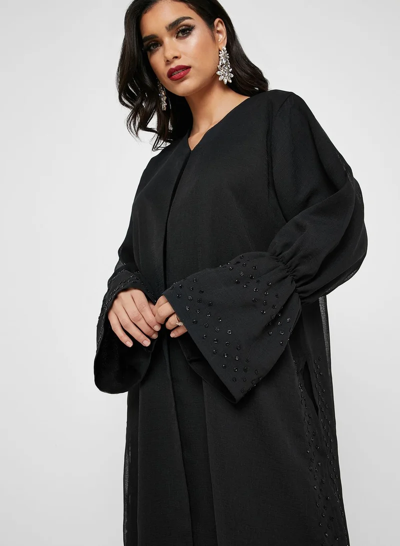 hayas closet Ruffle Sleeve Embellished Abaya