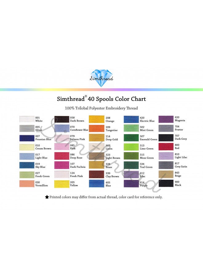 Simthread Brother 40 Colors 1100Y(1000M) Machine Embroidery Thread Big Spool Polyester Bright and Beautiful Colors for Brother Babylock Janome Singer Pfaff Husqvarna Bernina Machines - Image 5