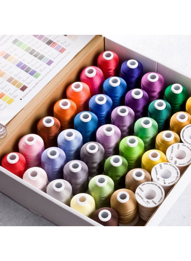 Simthread Brother 40 Colors 1100Y(1000M) Machine Embroidery Thread Big Spool Polyester Bright and Beautiful Colors for Brother Babylock Janome Singer Pfaff Husqvarna Bernina Machines - Image 1