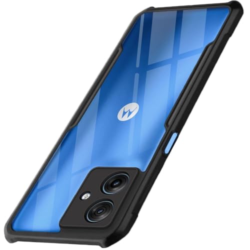 DD SON Shockproof Crystal Clear Back Cover Case for Motorola Moto G54 5G / Moto G64 5G - (PC & TPU, Black Bumper Back Cover) | 360 Degree Camera Protection | Transparent Hybrid Back Case Cover (Black) - Image 2