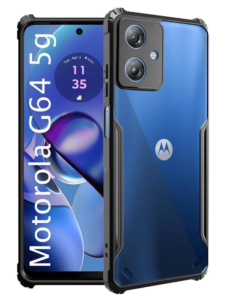 DD SON Shockproof Crystal Clear Back Cover Case for Motorola Moto G54 5G / Moto G64 5G - (PC & TPU, Black Bumper Back Cover) | 360 Degree Camera Protection | Transparent Hybrid Back Case Cover (Black) - Image 3
