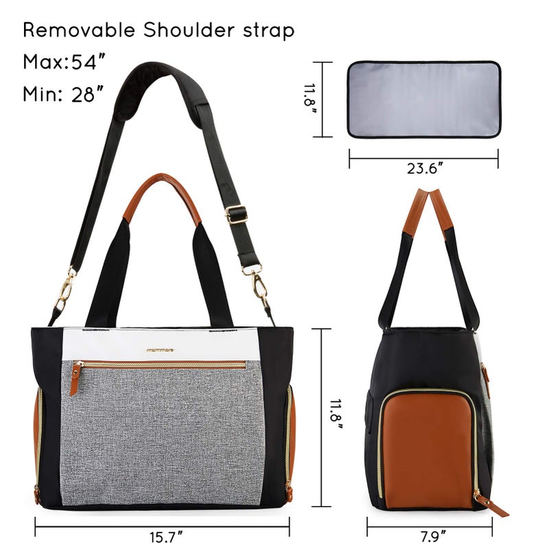 mommore Breast Pump Bag Diaper Tote Bag with 15 Inch Laptop Sleeve Fit Most Breast Pumps like Medela, Spectra S1,S2, Evenflo (brown) - Image 5
