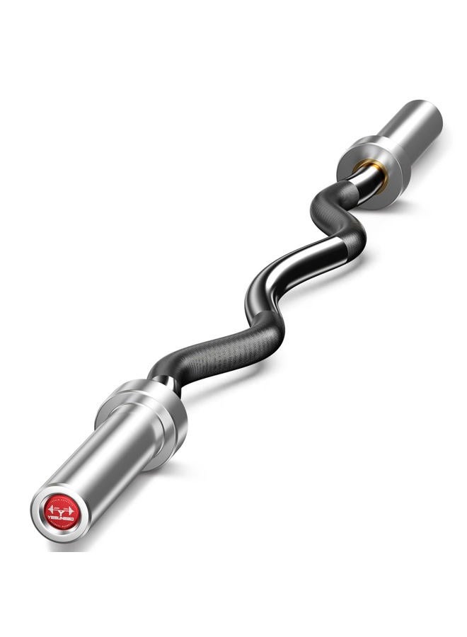 Elevens Olympic Barbell EZ Bar Curl Bar 4ft/5ft/7ft for 2 Inch Weight Plates, Perfect for Home Fitness (300lb/330lb/400lb/700lb/1000lb/1500lb) (Black-22lb) - Image 1