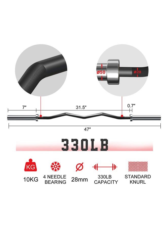 Elevens Olympic Barbell EZ Bar Curl Bar 4ft/5ft/7ft for 2 Inch Weight Plates, Perfect for Home Fitness (300lb/330lb/400lb/700lb/1000lb/1500lb) (Black-22lb) - Image 2