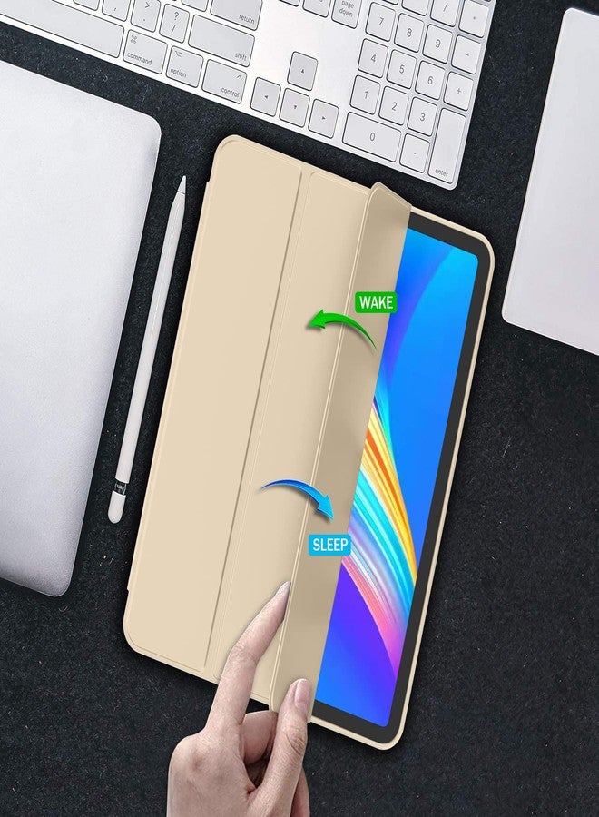 iMieet جراب iMieet لجهاز iPad Pro مقاس 11 بوصة M4 2024 (الجيل الخامس) مع حامل قلم، جراب ذكي ثلاثي الطي مع ظهر TPU ناعم، خاصية التشغيل/الإيقاف التلقائي (ذهبي شامبانيا) - Image 5