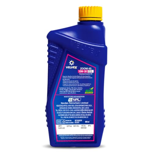 Velvex Zoom 4S 10W-30 Premium Scooter Oil (800 ML) | Triple Guard Protection for Scooter | Smoother Engine Operation | API SL/JASO MB - Image 2
