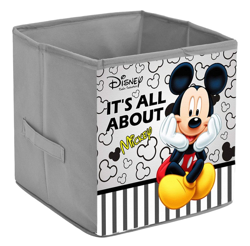 Kuber Industries Kuber Industries Disney Print Non Woven 3 Pieces Fabric Foldable Cubes Storage Box with Handle (Extra Large, Grey and Maroon and Pink)  - Image 2