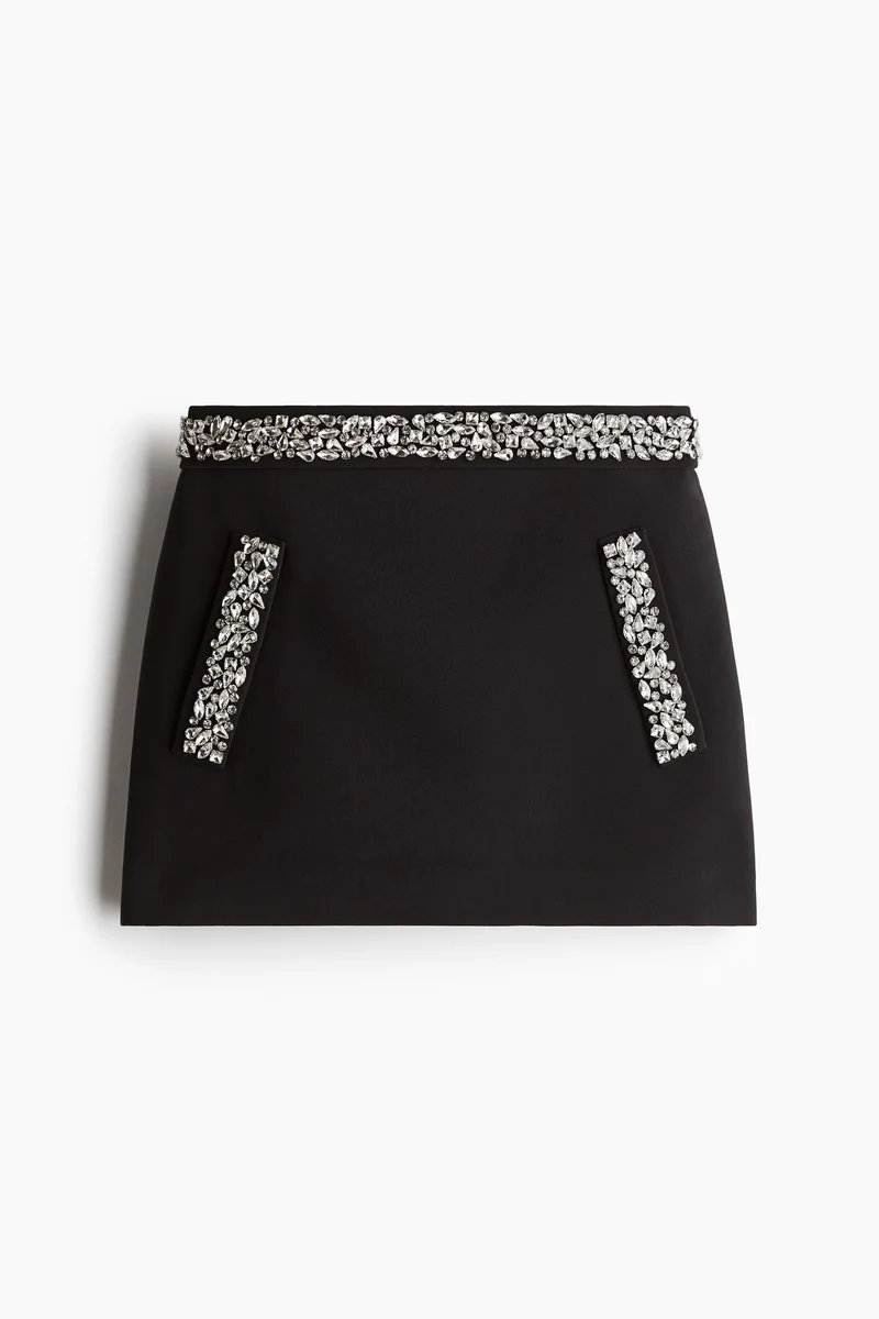 H&M Rhinestone-embellished mini skirt