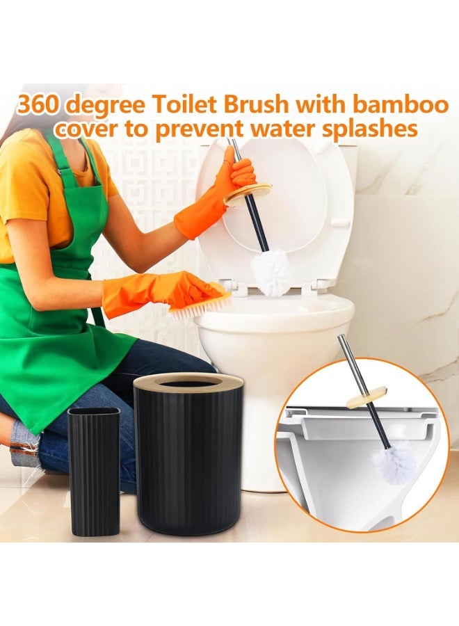 Bathroom Accessories Set, 6 Pieces, Toilet Brush, Soap Dispenser, Toothbrush Holder, Cup, Soap Dish, Trash Can (Black R) UAE - Image 5