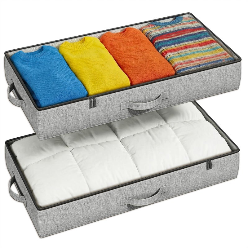TidyCorner 2-Pack Under Bed Storage Containers, 4.5 Inches Tall Low Profile Underbed Clothes Storage Organizer Bin with Sturdy Sidewalls/Bottom, Underbed Storage Bins 2 Storage Thin Bins - Image 2