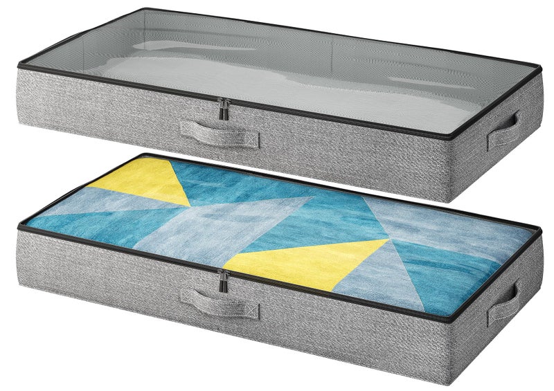 TidyCorner 2-Pack Under Bed Storage Containers, 4.5 Inches Tall Low Profile Underbed Clothes Storage Organizer Bin with Sturdy Sidewalls/Bottom, Underbed Storage Bins 2 Storage Thin Bins - Image 1