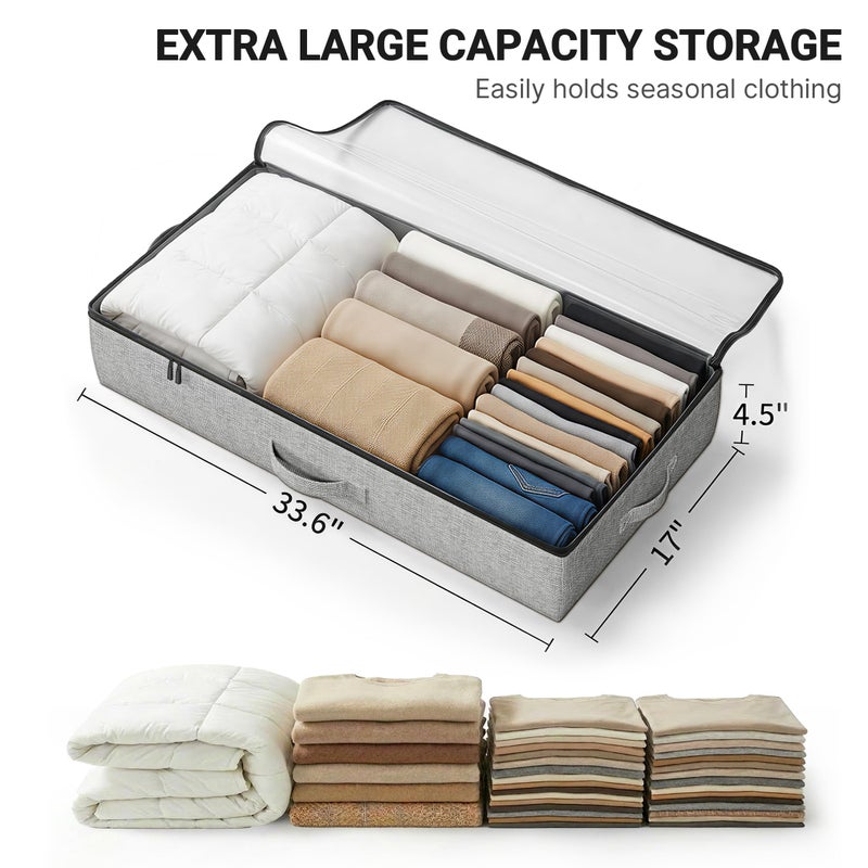TidyCorner 2-Pack Under Bed Storage Containers, 4.5 Inches Tall Low Profile Underbed Clothes Storage Organizer Bin with Sturdy Sidewalls/Bottom, Underbed Storage Bins 2 Storage Thin Bins - Image 3