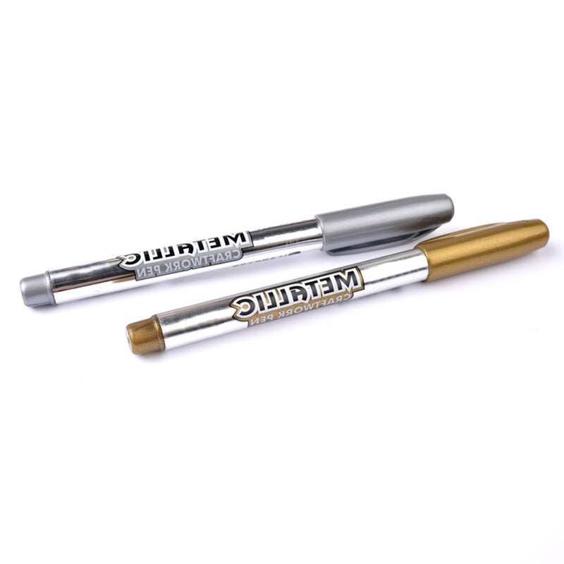 MyLifeUNIT Metallic Marker Pens, 6-Pack Metallic Gold Silver Permanent Markers, Fine Point (3 Gold 3 Silver) - Image 2