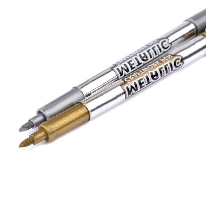 MyLifeUNIT Metallic Marker Pens, 6-Pack Metallic Gold Silver Permanent Markers, Fine Point (3 Gold 3 Silver) - Image 3
