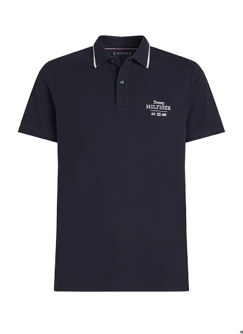 TOMMY HILFIGER Men's Slim Tipped Polo Shirt - Cotton, Blue