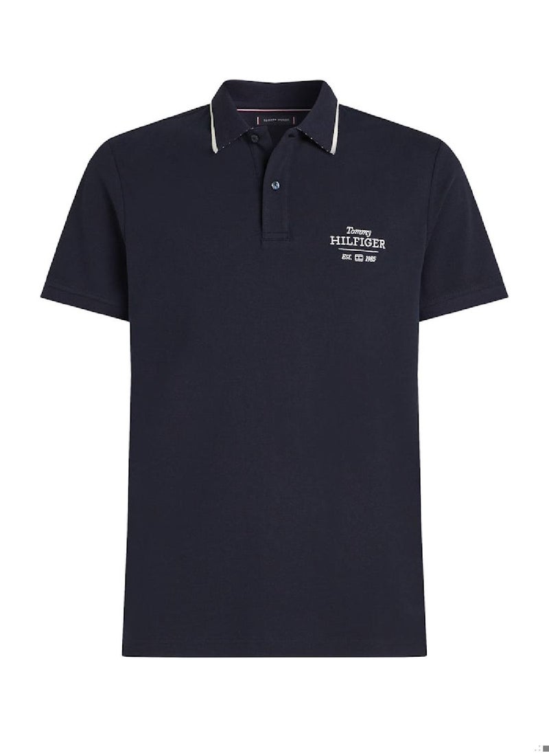 TOMMY HILFIGER Men's Slim Tipped Polo Shirt - Cotton, Blue  - Image 2