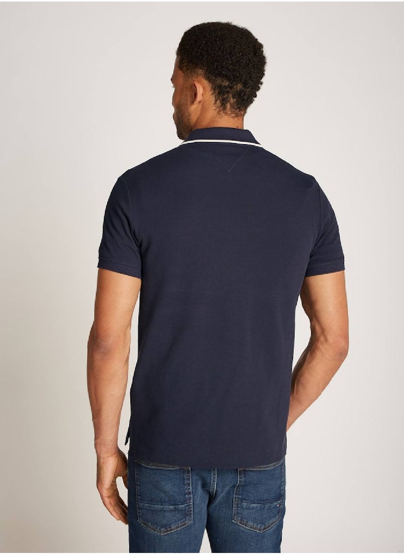 TOMMY HILFIGER Men's Slim Tipped Polo Shirt - Cotton, Blue  - Image 4