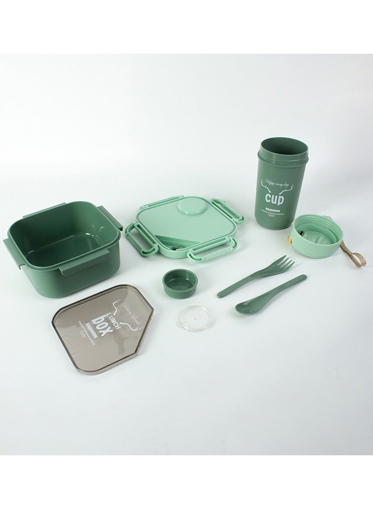 Twisoo Twisoo Kids Sports Lunch Box and Water Bottle Combo Set, BPA Free, Leakproof Food Grade PP with Chutney Box, Spoon, Fork, and Dividers - Durable and Portable 1120ml + 70ml for School & Travel ( Green ) - Image 2