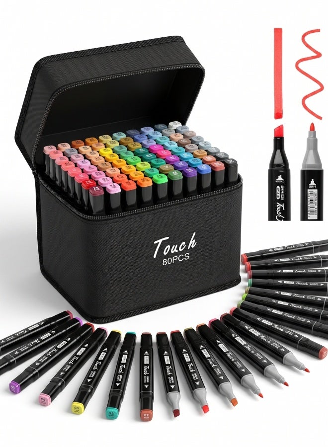 Touch 80-Piece Dual-Tip Art Marker Set | Vast Color Variety & Compact Organizer Bag for Endless Creativity - Image 1