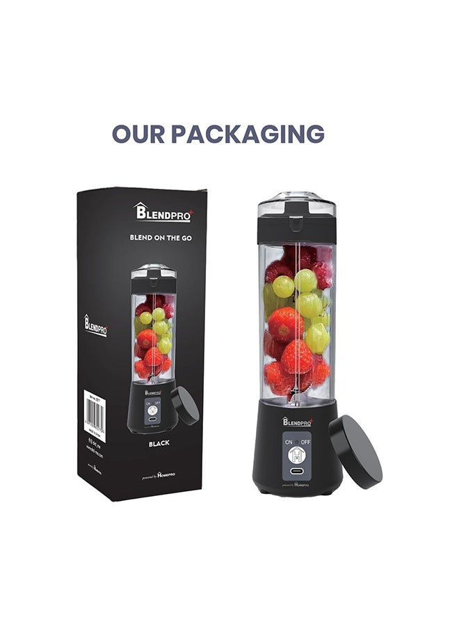 Home Pro BlendPro Plus Portable Blender with Six Leaf Blade High Power 400ml Black - Image 2